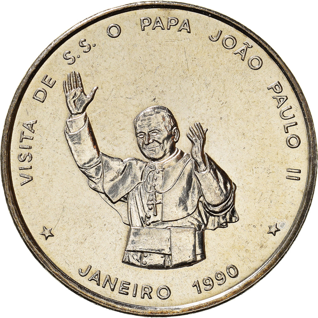Coin Cape Verde 100 Escudos 1990 Pape Jean Paul II MS(63) Copper