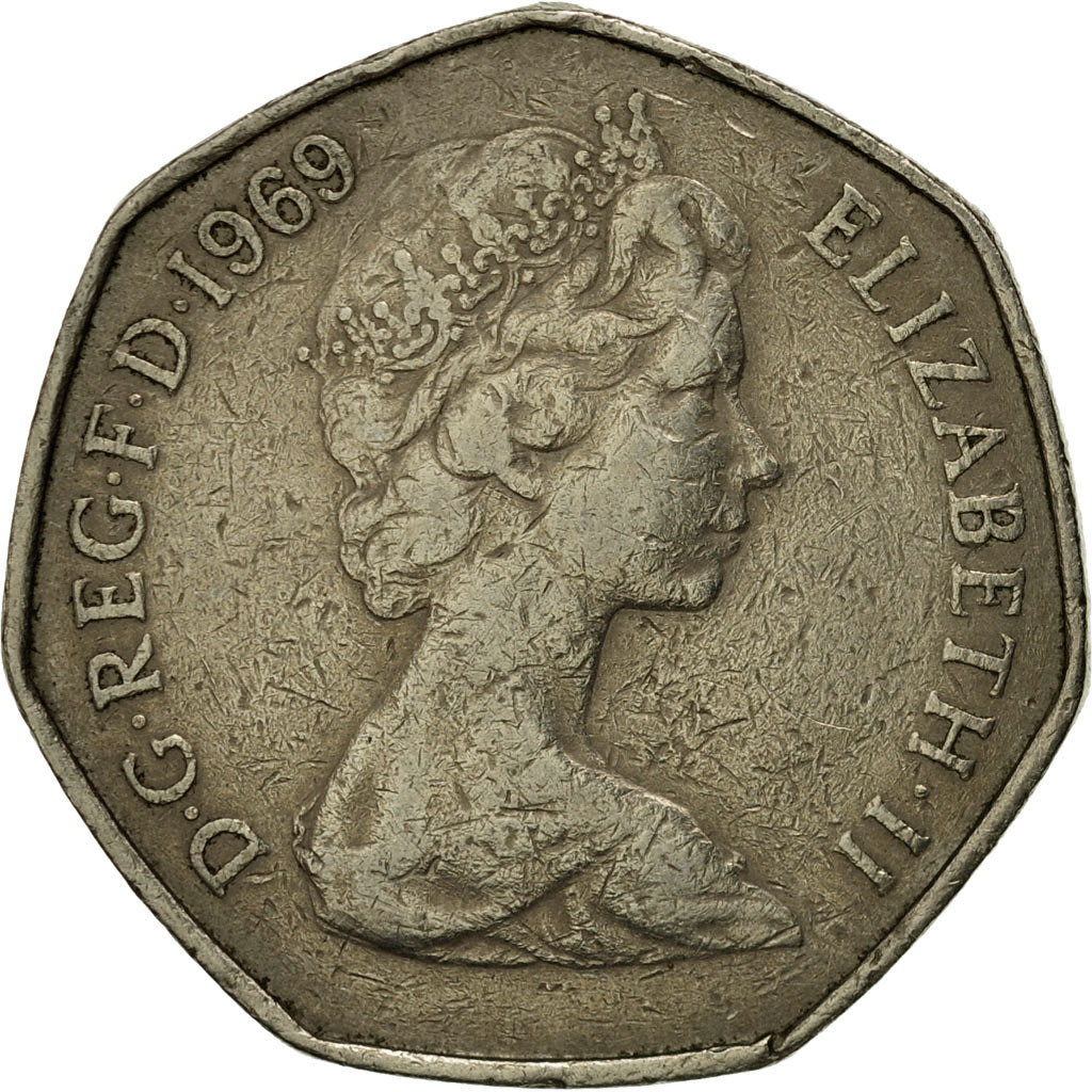 1969 Elizabeth II deals 50 Pence Coin