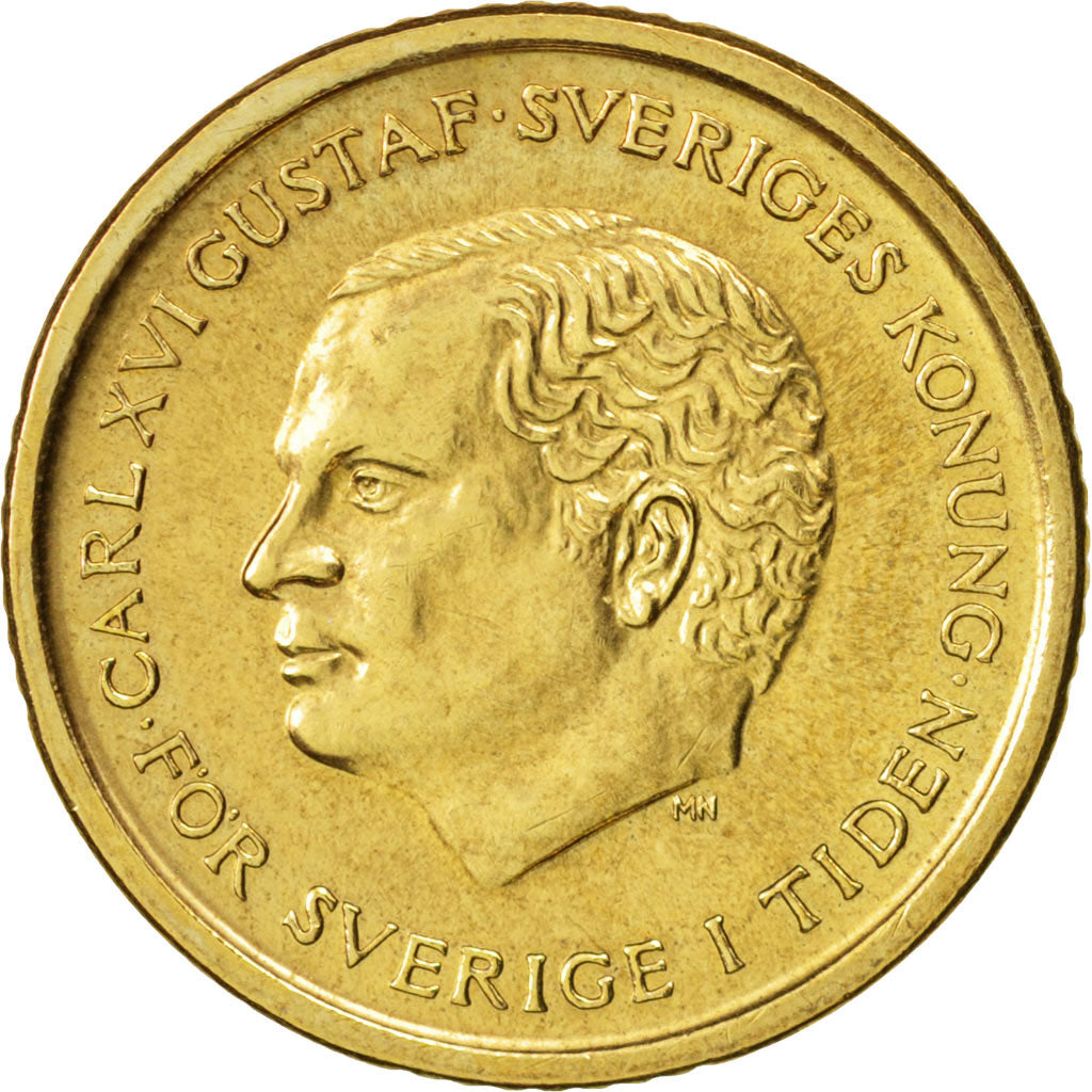 Coin Sweden Carl XVI Gustaf 10 Kronor 1991 AU 55 58 Copper Alum