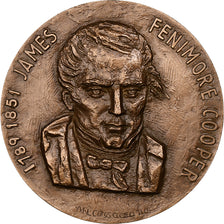 França, medalha, James Fenimore Cooper, 1971, Bronze, Cossaceanu, AU(55-58)