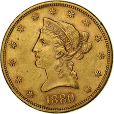 Estados Unidos da América, $10, Eagle, Coronet Head, 1880, U.S. Mint, Dourado