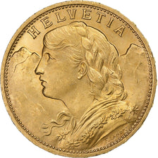 Switzerland, 20 Francs, 1926, Bern, Gold, AU(55-58), KM:35.1