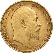 Great Britain, Edward VII, 1/2 Sovereign, 1910, Gold, EF(40-45), KM:804