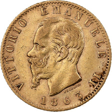 Italy, Vittorio Emanuele II, 20 Lire, 1863, Torino, Gold, AU(50-53), KM:10.1