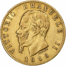 Italy, Vittorio Emanuele II, 20 Lire, 1868, Torino, Gold, AU(50-53), KM:10.1