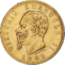 Itália, Vittorio Emanuele II, 20 Lire, 1862, Torino, Dourado, AU(50-53)