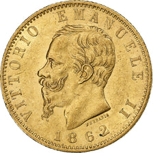 Italie, Vittorio Emanuele II, 20 Lire, 1862, Turin, Or, TTB+, KM:10.1