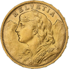 Szwajcaria, 20 Francs, 1909, Bern, Złoto, AU(55-58), KM:35.1