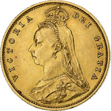 Wielka Brytania, Victoria, 1/2 Sovereign, 1887, Złoto, AU(50-53), KM:766