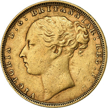 Great Britain, Victoria, Sovereign, 1880, Gold, AU(50-53), KM:752