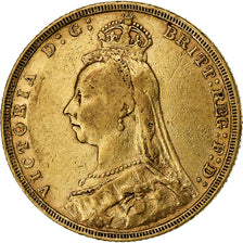 Grã-Bretanha, Victoria, Sovereign, 1889, Dourado, EF(40-45), KM:767