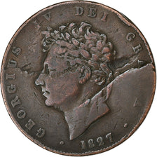 Great Britain, George IV, 1/2 Penny, 1827, Copper, VF(20-25), KM:692