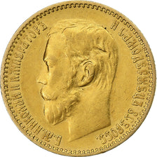 Russia, Nicholas II, 5 Roubles, 1899, St. Petersburg, Gold, AU(50-53), KM:62