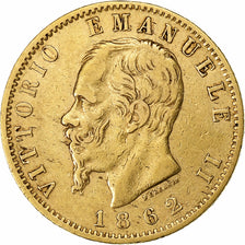 Itália, Vittorio Emanuele II, 20 Lire, 1862, Torino, Dourado, EF(40-45)