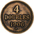 Guernsey, 4 Doubles, 1906, Heaton, Bronze, S+, KM:5