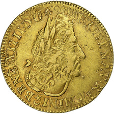 Francja, Louis XIV, Louis d'or aux 4 L, Paris, réformé, Złoto, VF(30-35)