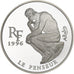 France, 10 Francs-1.5 Euro, Le Penseur de Rodin, 1996, Paris, BE, Silver