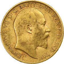 Great Britain, Edward VII, 1/2 Sovereign, 1909, Gold, VF(30-35), KM:804