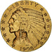 Stati Uniti, $5, Half Eagle, Indian Head, 1908, U.S. Mint, Oro, BB+, KM:129