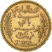 Tunisia, Muhammad al-Hadi Bey, 20 Francs, 1903/AH1321, Paris, Gold, AU(55-58)