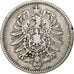 Moneda, ALEMANIA - IMPERIO, Wilhelm I, Mark, 1881, Berlin, BC+, Plata, KM:7