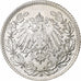 ALEMANHA - IMPÉRIO, 1/2 Mark, 1918, Munich, Prata, AU(55-58), KM:17