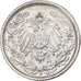 ALEMANHA - IMPÉRIO, 1/2 Mark, 1918, Stuttgart, Prata, EF(40-45), KM:17