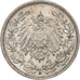 ALEMANIA - IMPERIO, 1/2 Mark, 1915, Karlsruhe, Plata, MBC+, KM:17