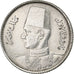 Egipto, Farouk, 2 Piastres, 1937, British Royal Mint, Plata, MBC+, KM:365