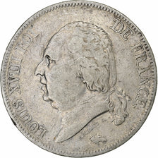 France, Louis XVIII, 5 Francs, 1823, Toulouse, Silver, VF(20-25), Gadoury:614