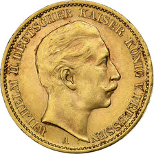 Coin, German States, PRUSSIA, Wilhelm II, 20 Mark, 1910, Berlin, AU(50-53)