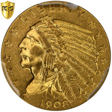 Verenigde Staten, $2.50, Quarter Eagle, Indian Head, 1908, Philadelphia, Goud