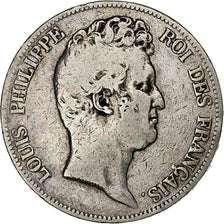 France, 5 Francs, Louis-Philippe, 1830, Lyon, Sans le I, Silver, F(12-15)