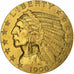 Vereinigte Staaten, $5, Half Eagle, Indian Head, 1908, Philadelphia, Gold, VZ