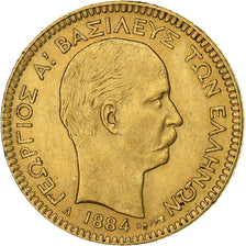 Grécia, George I, 20 Drachmai, 1884, Paris, Dourado, MS(63), KM:56