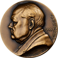 France, Médaille, Winston Churchill, 1965, Bronze, Loewental, SPL