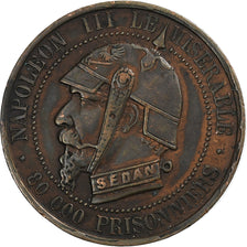 Francia, Napoleon III, 5 Centimes, 1870, Paris, Satirique, Bronce, MBC