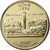 Stati Uniti, Quarter, Quarter Dollar, 2007, U.S. Mint, Utah 1896, Doratura in