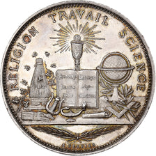 França, medalha, Religion, Travail, Science, Cours d'Education, 1876, Prata