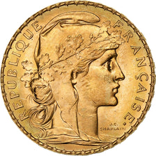 France, 20 Francs, Marianne, 1914, Paris, Gold, MS(64), Gadoury:1064a, KM:857