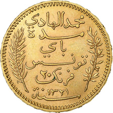 Tunisie, Muhammad al-Hadi Bey, 20 Francs, 1903, Paris, Or, SUP, KM:234