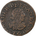 France, Louis XIII, Double Tournois, 1637, Troyes au Chappes, Rare, Cuivre, TB+