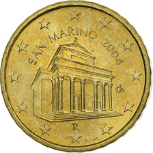 San Marino, 10 Euro Cent, 2004, Rome, Mosiądz, MS(63), KM:443