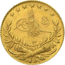 Turkey, Muhammad V, 25 Kurush, 1913/AH1327, Qustantiniyah, Gold, AU(55-58)