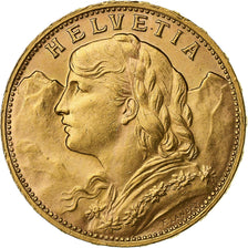 Zwitserland, 20 Francs, 1925, Bern, Goud, PR+, KM:35.1