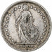 Suiza, 2 Francs, 1907, Bern, Plata, BC+, KM:21