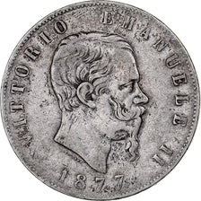 Italy, Vittorio Emanuele II, 5 Lire, 1877, Rome, Silver, VF(20-25), KM:8.4