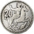 Grecia, Paul I, 20 Drachmai, 1960, Plata, BC+, KM:85