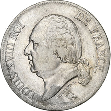 France, Louis XVIII, 5 Francs, Louis XVIII, 1822, Lille, Silver, VF(20-25)