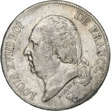 Frankrijk, Louis XVIII, 5 Francs, Louis XVIII, 1823, Paris, Zilver, FR+